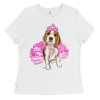 White balerina beagle with tutu Ladies Tee - RanaPortraitStore