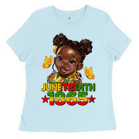 Baby Blue juneteenth 1865 afro girl Ladies Tee - HRA Design Shop