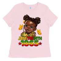 Bubblegum Pink juneteenth 1865 afro girl Ladies Tee - HRA Design Shop