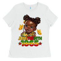 White juneteenth 1865 afro girl Ladies Tee - HRA Design Shop