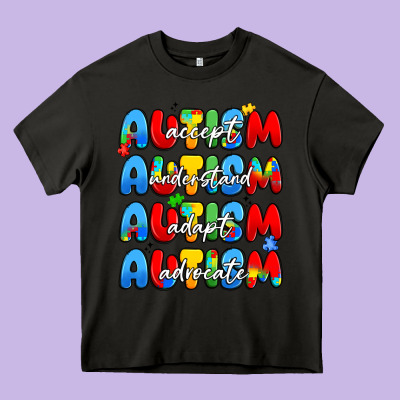 Autism Accept Understand Adopt Advocate Heavy Core Tee Designed By Jahusdesignshop