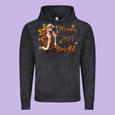 Merry And Bright Black Santa Vintage Hoodie Designed By Maliassmallbusiness