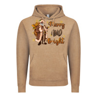 Vintage Coffee merry and bright black santa Vintage Hoodie - MaliasSmallBusiness