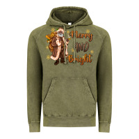 Vintage Olive merry and bright black santa Vintage Hoodie - MaliasSmallBusiness