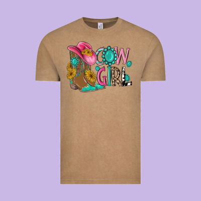 Cow Girl Western Boots Vintage Tee Designed By Maliassmallbusiness