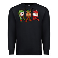 Black christmas reindeer polar bear snowman Premium Sweatshirt - CowGirlArtShop