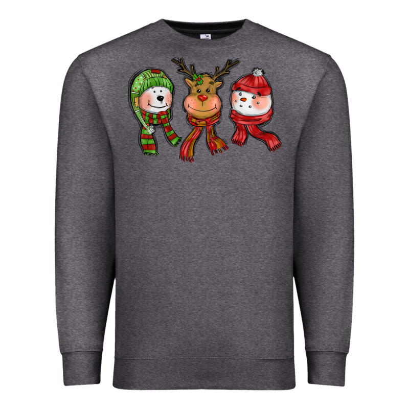 Christmas Reindeer Polar Bear Snowman Premium Sweatshirt by CowGirlArtShop | Teevron