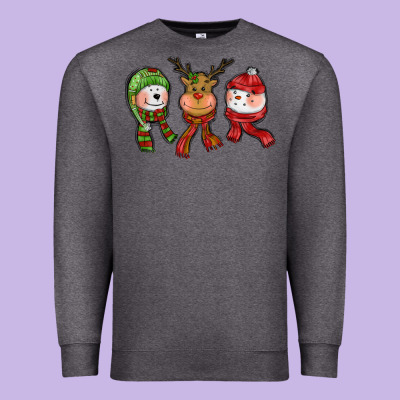 Christmas Reindeer Polar Bear Snowman Premium Sweatshirt Designed By Cowgirlartshop