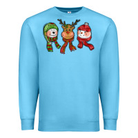 Ocean Blue christmas reindeer polar bear snowman Premium Sweatshirt - CowGirlArtShop