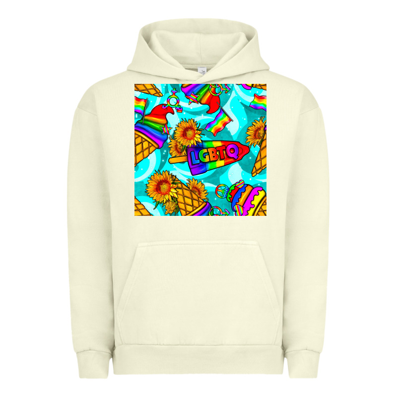 Pride Lgbtq Ice Cream And Sunflowers Seamless Urban Hoodie by BundleAndBundleShop | Teevron