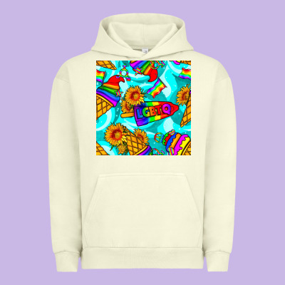 Pride Lgbtq Ice Cream And Sunflowers Seamless Urban Hoodie Designed By Bundleandbundleshop
