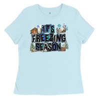 Baby Blue It's Freezing Season Ladies Tee - FaDigitalArtStudio