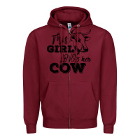 Burgundy This Girl Loves Her Cow Zipper Hoodie - Bettercallsaul