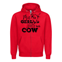 Red This Girl Loves Her Cow Zipper Hoodie - Bettercallsaul