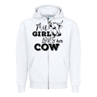 White This Girl Loves Her Cow Zipper Hoodie - Bettercallsaul