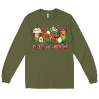 Army Green chicken   coffee cups Long Sleeve Tee - MaliasSmallBusiness