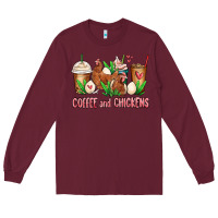Burgundy chicken   coffee cups Long Sleeve Tee - MaliasSmallBusiness
