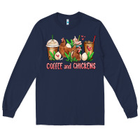 Navy chicken   coffee cups Long Sleeve Tee - MaliasSmallBusiness