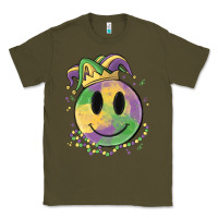 Army Green smiley face mardi gras Classic Tee - MaliasSmallBusiness