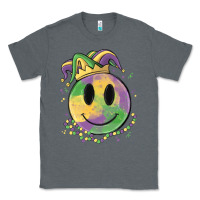 Charcoal Heather smiley face mardi gras Classic Tee - MaliasSmallBusiness