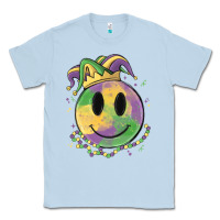 Dusty Blue smiley face mardi gras Classic Tee - MaliasSmallBusiness