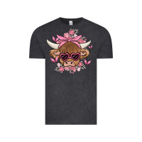Cow With Flowers And Butterflies Vintage Tee | Teevron