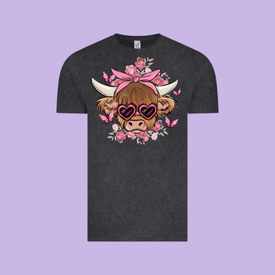 Cow With Flowers And Butterflies Vintage Tee Designed By Maliassmallbusiness