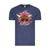 Vintage Denim cow with flowers and butterflies Vintage Tee - MaliasSmallBusiness