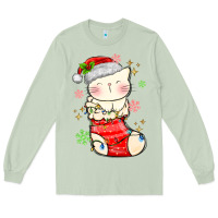 Matcha christmas cat in Long Sleeve Tee - MaliasSmallBusiness