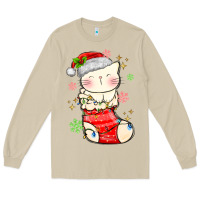 Mushroom christmas cat in Long Sleeve Tee - MaliasSmallBusiness