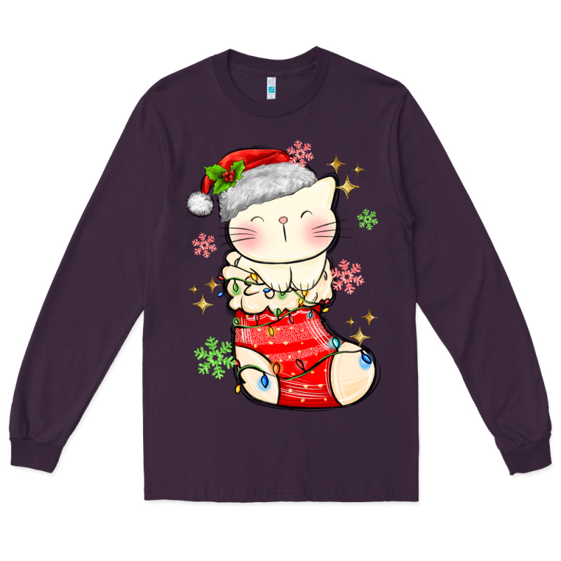 Christmas Cat In Long Sleeve Tee by MaliasSmallBusiness | Teevron
