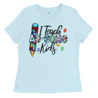 Baby Blue i teach au some kids Ladies Tee - CowhideDigitalArt