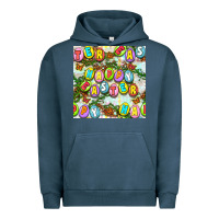 Pigment Midnight Navy Happy Easter Seamless Pattern Urban Hoodie - BundleAndBundleShop