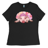 Black balerina baby pig with tutu Ladies Tee - RanaPortraitStore