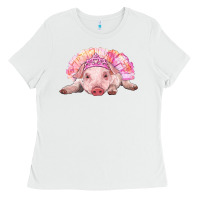 White balerina baby pig with tutu Ladies Tee - RanaPortraitStore