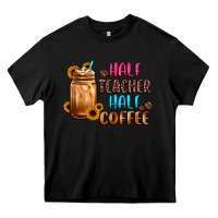Black half teacher half coffee Heavy Core Tee - JahusDesignShop