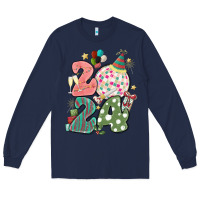Navy 2024 happy new year Long Sleeve Tee - MaliasSmallBusiness