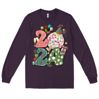Plum 2024 happy new year Long Sleeve Tee - MaliasSmallBusiness