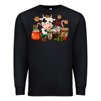 Black cow coffee cups christmas Premium Sweatshirt - CowGirlArtShop