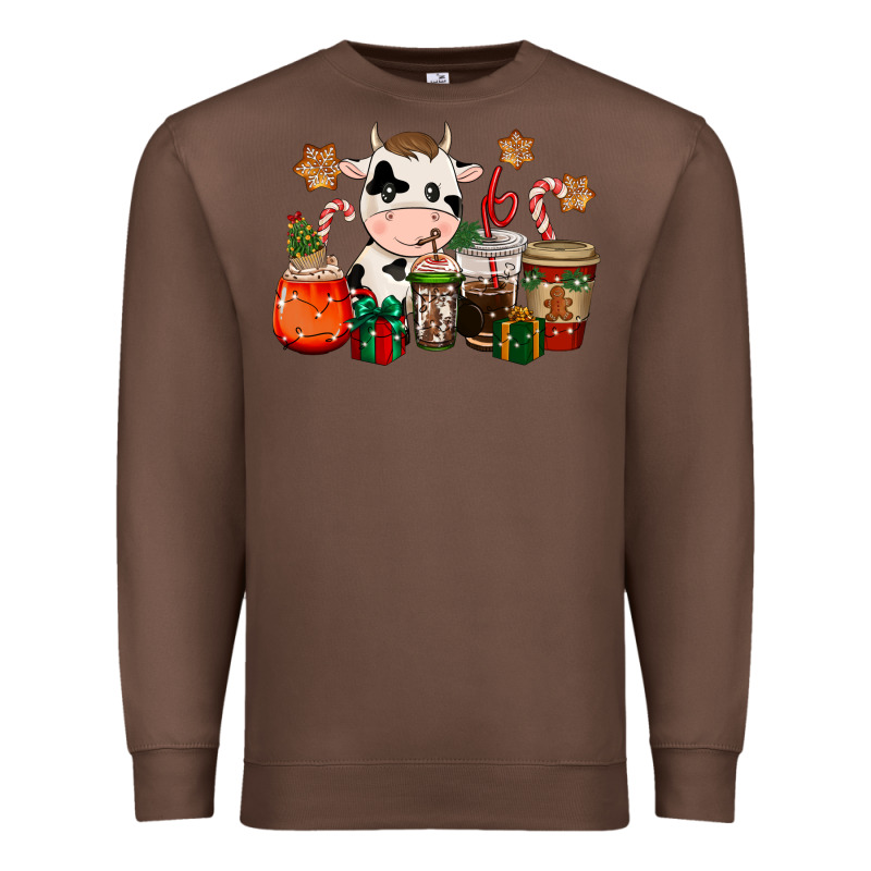 Cow Coffee Cups Christmas Premium Sweatshirt by CowGirlArtShop | Teevron
