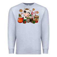 Heather Grey cow coffee cups christmas Premium Sweatshirt - CowGirlArtShop
