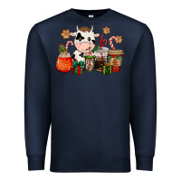 Navy cow coffee cups christmas Premium Sweatshirt - CowGirlArtShop