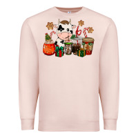 Pale Pink cow coffee cups christmas Premium Sweatshirt - CowGirlArtShop