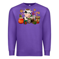 Purple cow coffee cups christmas Premium Sweatshirt - CowGirlArtShop