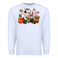 White cow coffee cups christmas Premium Sweatshirt - CowGirlArtShop