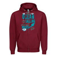 Burgundy The Ocean Is Calling Zipper Hoodie - Bettercallsaul