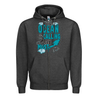 Charcoal Heather The Ocean Is Calling Zipper Hoodie - Bettercallsaul