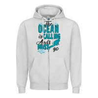 Dove Grey The Ocean Is Calling Zipper Hoodie - Bettercallsaul