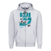 Heather Grey The Ocean Is Calling Zipper Hoodie - Bettercallsaul