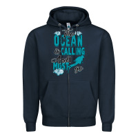Navy The Ocean Is Calling Zipper Hoodie - Bettercallsaul